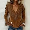 Women's Western Long Sleeve Slim Fit Blouse Shirt