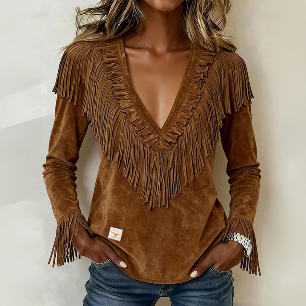 Women's Western Long Sleeve Slim Fit Blouse Shirt