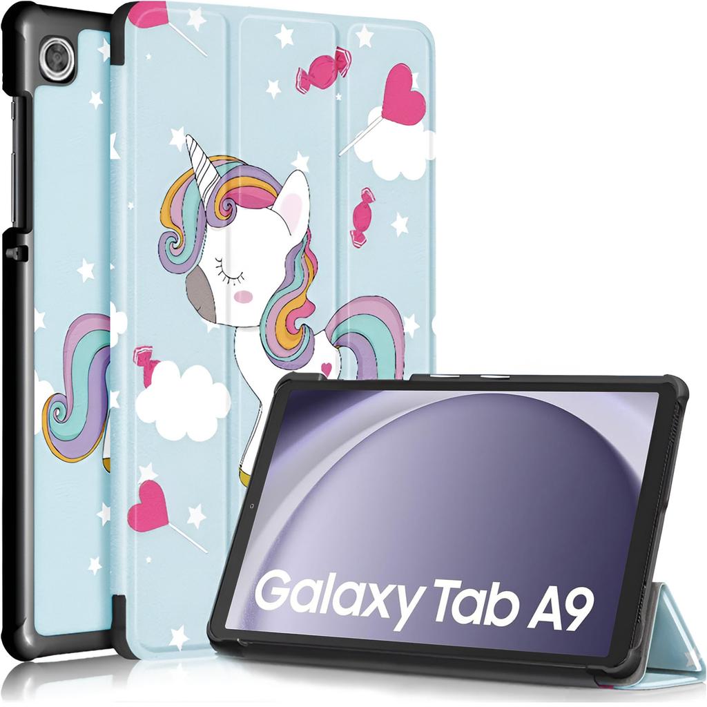 Etui Do Samsung Galaxy Tab A9 2023 8.7" X110/X115 Obudowa Na Tablet Case Alogy Book Cover Unicorn Jednorożec Niebieskie + Szkło