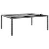 VidaXL Garden Table 200x150x75 Cm Tempered Glass-Wicker Grey 310587