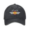 Spagna Spagna Cappellino da Baseball Unisex di Alta Gamma per Donna Cappellini in Denim Usurato Cappello Vintage per Allenamenti all'Aperto Copricapo