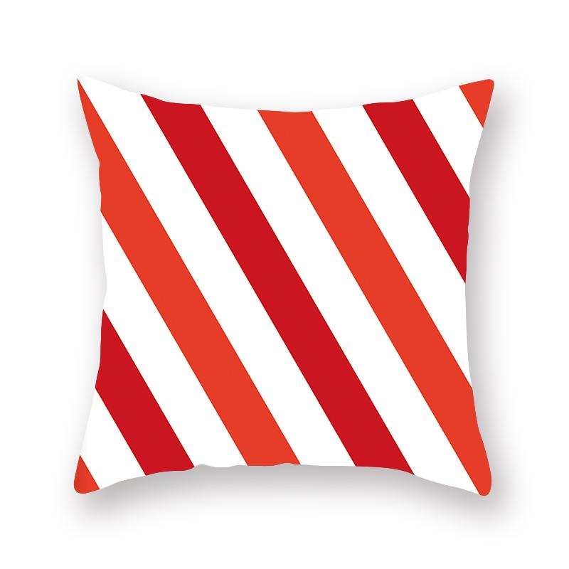 Simple Red Geometric Printing Pattern Cushion Cover Home Living Room Sofa Decoration Square Polyester Pillow