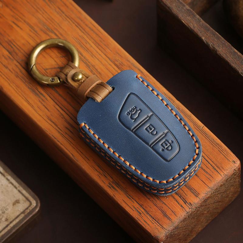 Hochwertige Leder 3-Tasten Fernschlüssel Abdeckung Hülle für Hyundai Santa Fe ix45 Halten Sie Ihren Schlüssel Stilvoll und Geschützt