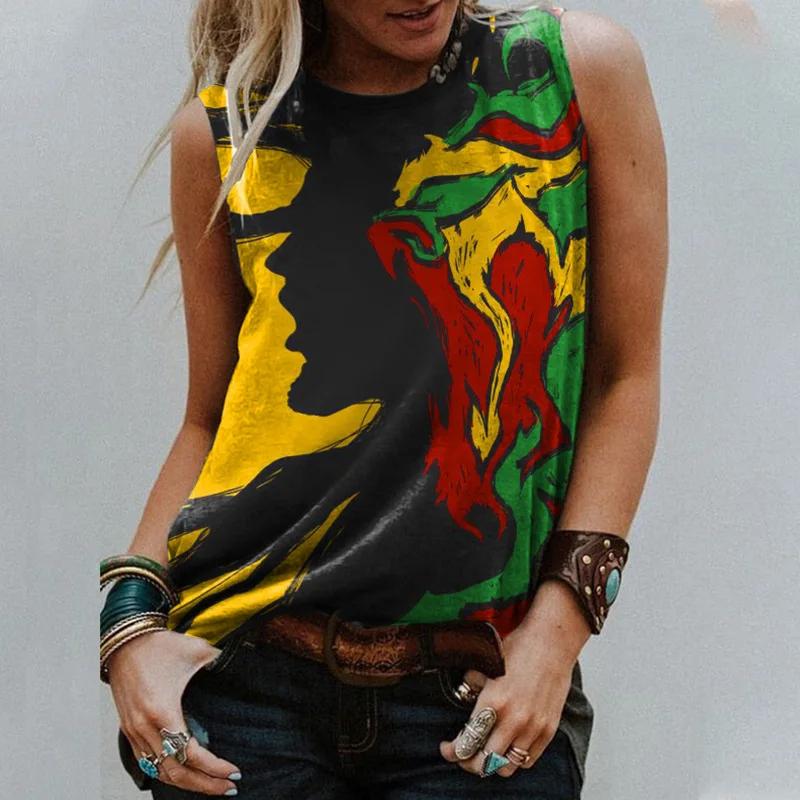 

Майка Регги - это ритм моей души с буквенным 3D-принтом, женская уличная одежда, оверсайз жилет, с открытыми плечами, без рукавов, женский топ, одежда 5XL