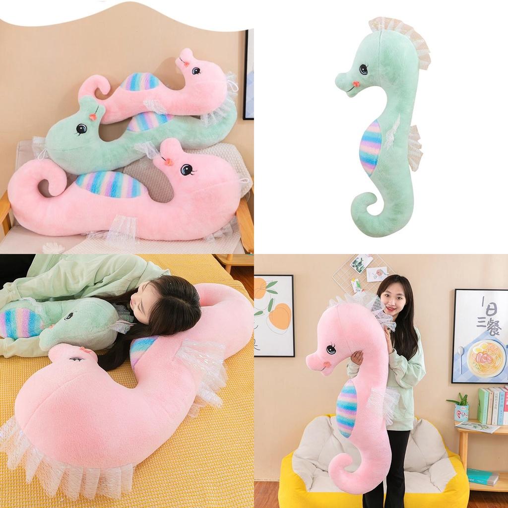 Buntes Seepferdchen Plüschtier Großes Stofftier Puppe für Kinder Cartoon Stil Pferdedesign
