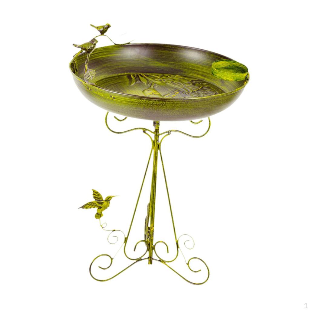 Iron Bird Bath Bowl Freestanding Birdbath Decorative Multipurpose Standing Garden Supplies Feeder