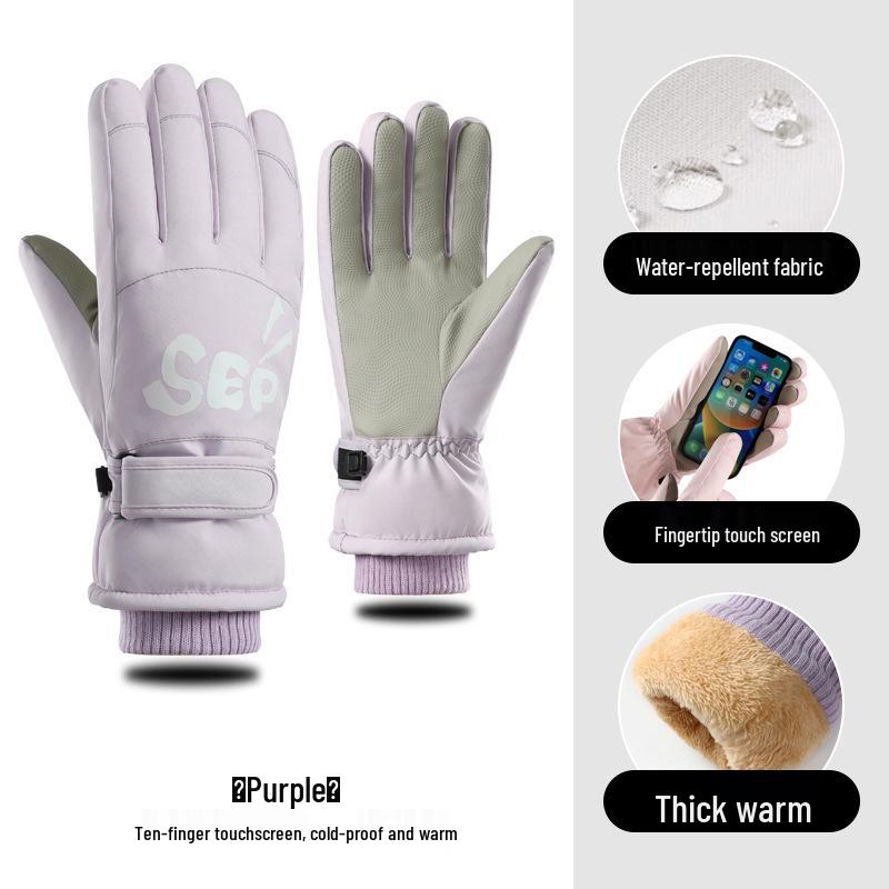 Women's Touchscreen Ski Gloves with Anti-Lost Buckle, Cold-Proof, Fleece-Lined, and Warm for Winter Sports and Cycling
