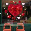 Yousheng Heart-Shaped Rose Flower Window Sticker Valentine's Day Removable PVC Window Glass Decal Reusable Static Clings for Home Wedding Anniversary