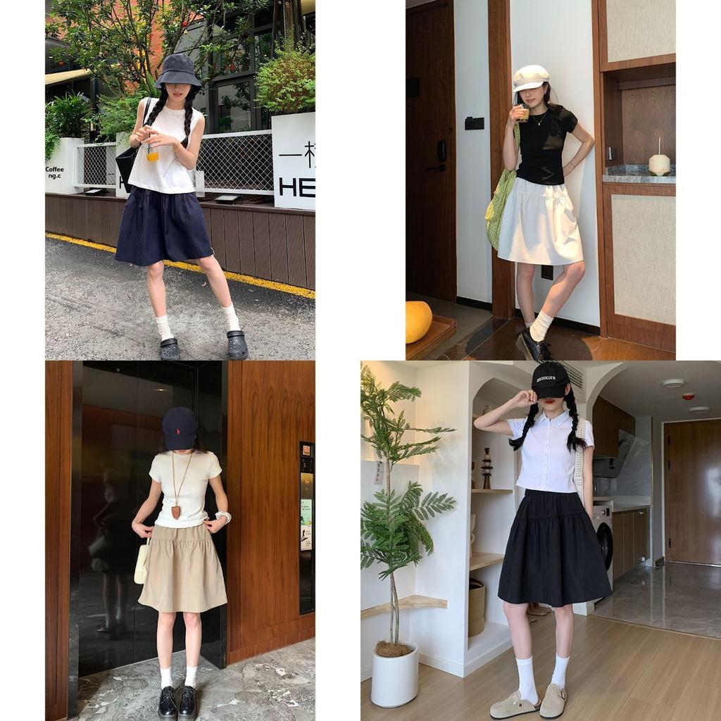 College Girl A Line Skirt Summer Cotton Blend Casual Wear With Stretch For Teens