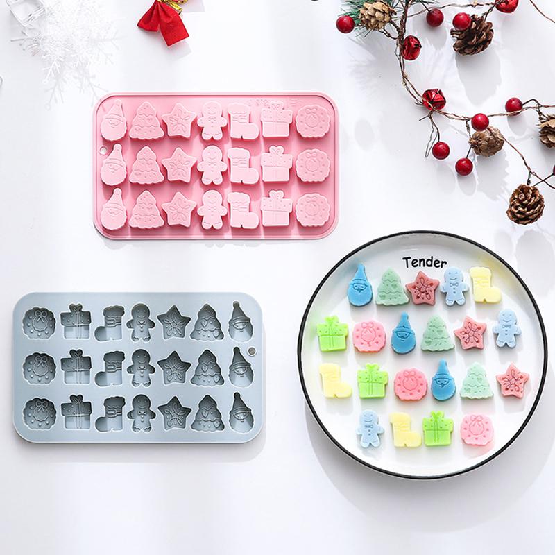 Рождественская силиконовая форма, Рождественская форма для шоколада, Форма для рождественских конфет для выпечки, Снежинка, Рождественская елка, Снеговик, Пряничный человечек