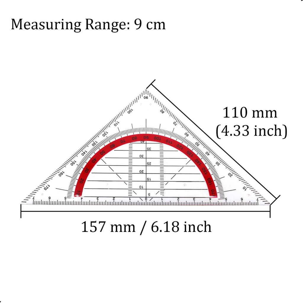 2pcs Triangle Ruler Square Set 90mm 45 Degrees Plastic Stationery,for Architectors Students Office Designers Painting Drafting Math Geometry Drawing