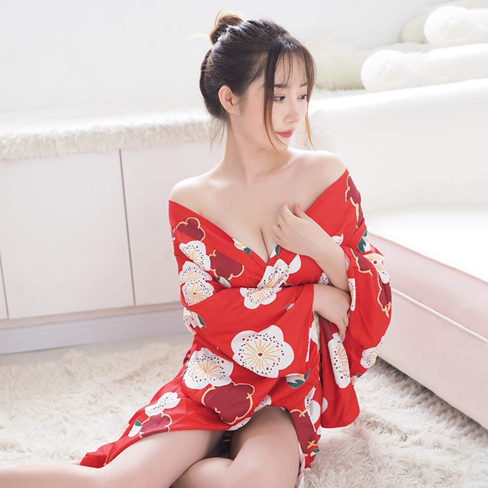 SHLYMP Japanisch Extrem Baby Offen Yamato Japanisch Japanisch Attraktiv Einheitsgröße Kirsche Yukata, Kimono, Cosplay, Sexy, Erotisch, Erotisch,