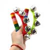 Seven-Color Wooden Handle Semi-Circular Hand-cranked Children's Educational Musical Rattle with Five Colorful Bells