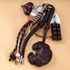 Cute Croissant Keychain Sweet Decorative Pendant Durable PU Leather with Braided Lanyard Ideal Birthday Gift for Teens Kids