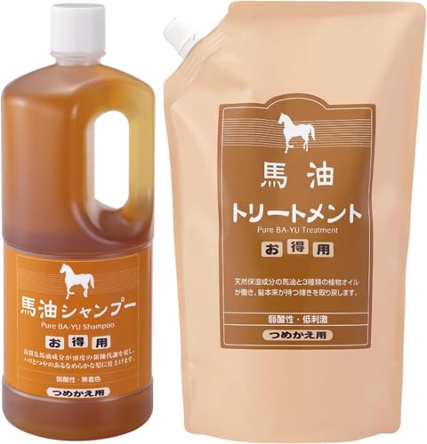 Azuma Shoji Horse Oil Treatment and Shampoo Refills, 1000ml each