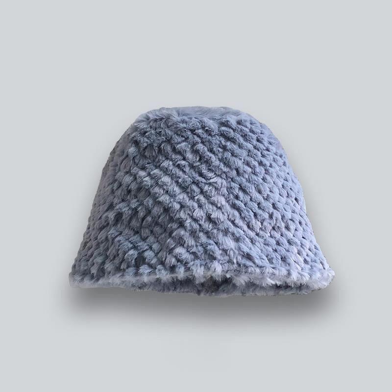 Plush Grainy Bucket Hat Women Winter Fashion Outdoor Warm Solid Color Fisherman Hat Elegant Wild Solid Color Hat