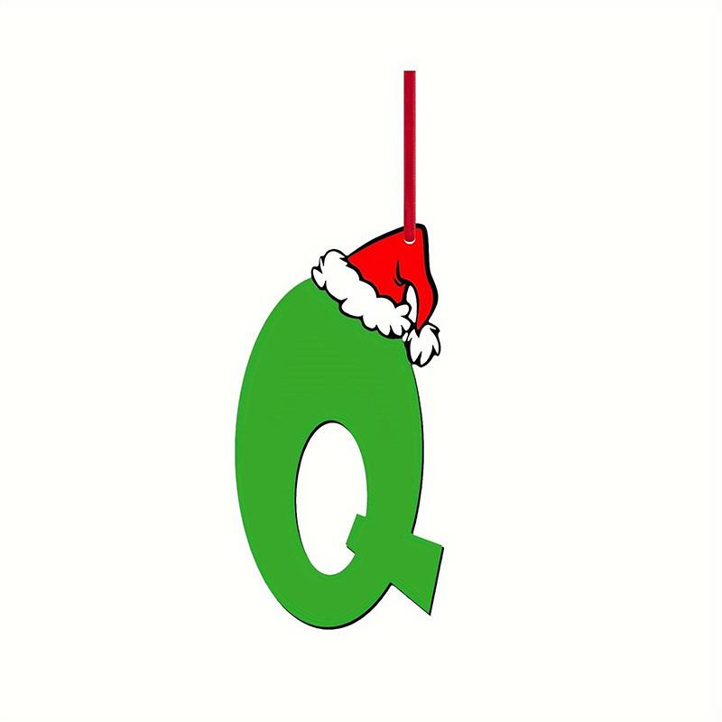 Green Elf Style 26 Letters Christmas Tree Hanging Ornaments DIY Craft Gift Tag Merry Christmas Decoration for Home 2026 New Year