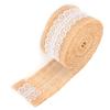 Jutaband med vit spets Naturlig juterulle för DIY-dekoration Presentförpackning 5 Yards5cm
