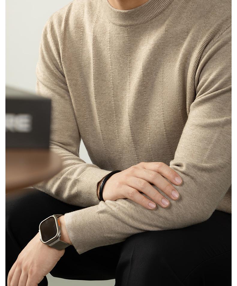 Elegant Lyocell Men's Sweater: Skin-Friendly, Twill Jacquard, Long-Sleeved Base Layer for Autumn/Winter