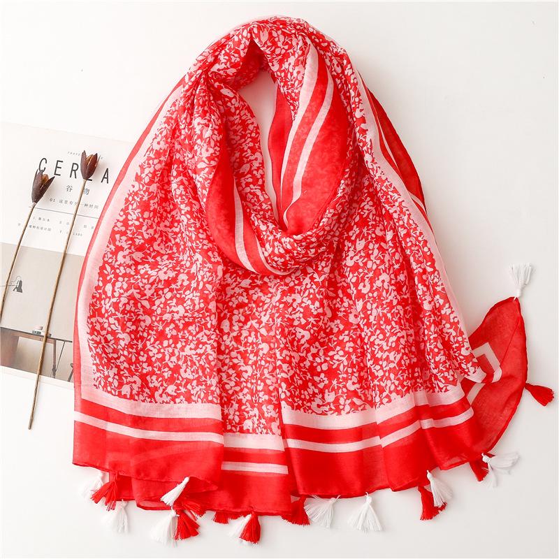 88*180cm Women Scarf Shawl Cotton Linen Feeling Tassel Pashmina Muslim Hijab Wrap Lady Viscose Scarf