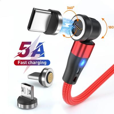 540 Obrót Magnetyczny Kabel 5A Szybkie Ładowanie Typ C Kabel Do iPhone Xiaomi Realme Micro USB Magnetyczna Ładowarka Telefoniczna Kabel Danych