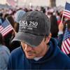 Distressed Washed Casual Baseball Cap with Embroidered USA 250 and Date Elements Adjustable Strap Unisex Hat for Everyday Wear