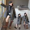 Mädchen Midilanger Trenchcoat: 2025 Frühling/Herbst Koreanischer Stil für Kinder - Lockerer, lässiger Schnitt