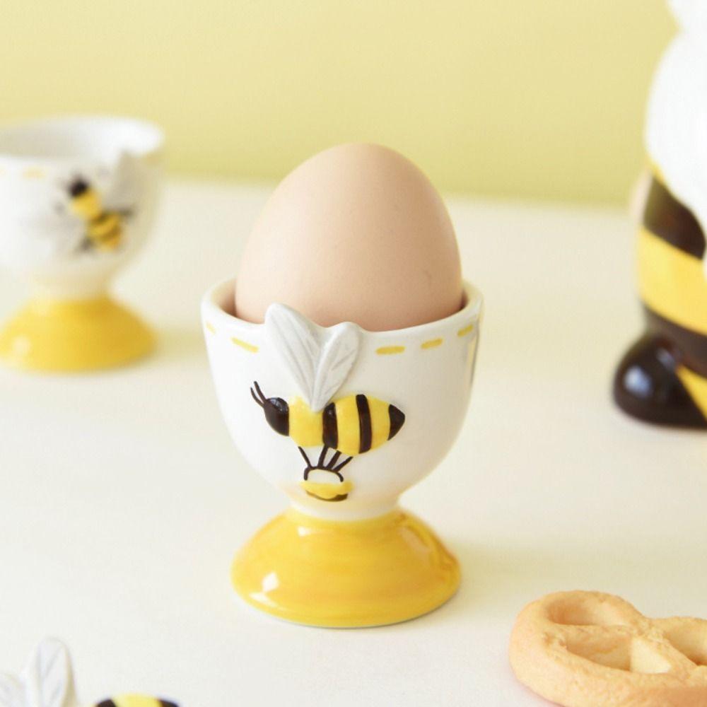 3D Cartoon Egg Cup Ceramic Steamed Egg Cup Funny Egg Holder  Home Decor