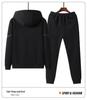 Lambswool Sports Suit: Plus Size Men's Fleece-Lined Hoodie & Cardigan Two-Piece Set for Autumn/Winter.