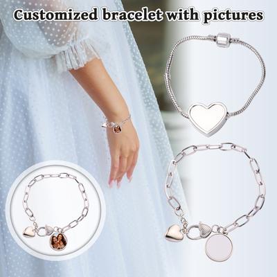 DIY Printing, Heat Transfer Printing, Metal Heart Bracelet, Retro Bracelet Accessories