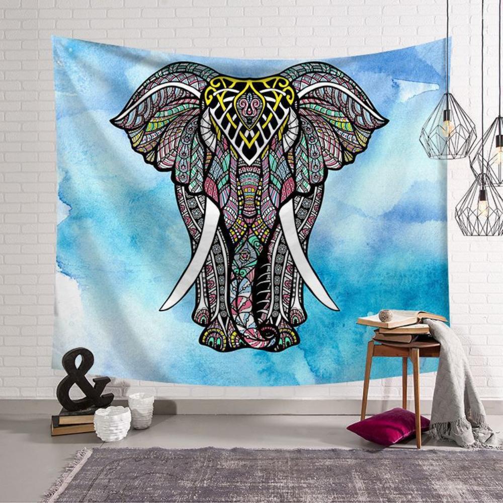 Nordic INS Elephant Background Fabric Cross Border Decoration Wall Carpet Home Decoration Wall Carpet Colorful Elephant Background Hanging Fabric