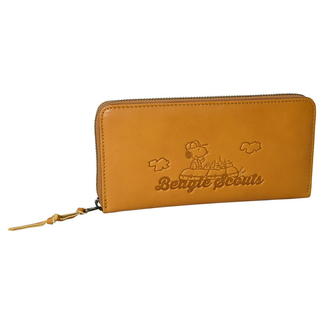 

73066 Snoopy Genuine Leather Long Wallet Round Zipper Closure Beagle Scout Camel [Peanuts] Women s верблюд