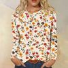 Women's Fashion Casual Long Sleeve  Print Round Neck Top