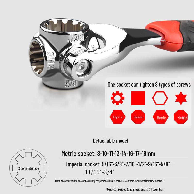 8-in-1 Universal Multi-Function Rotating Socket Wrench Set (8-21mm)