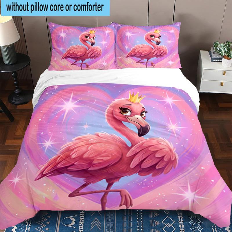 Magical Flamingo Sky 3pcs Bedding,Including 1pc Duvet Cover And 2pcs Pillowcases Perfect for Christmas,Ideal for Bedroom, Dormitory
