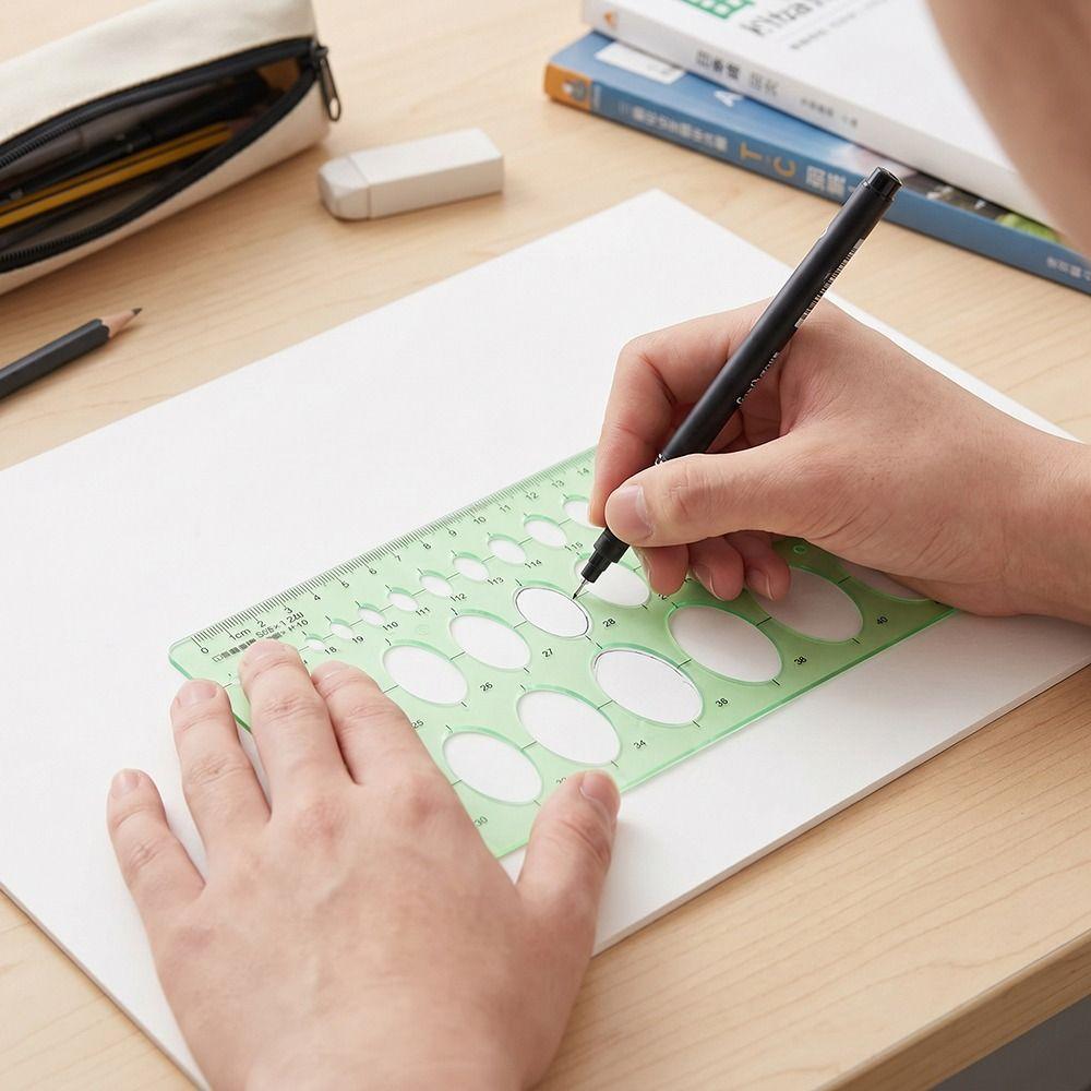 4Pcs Green Plastic Circle Template Geometric Drawing Technical Drawing Ruler Jewelry Design