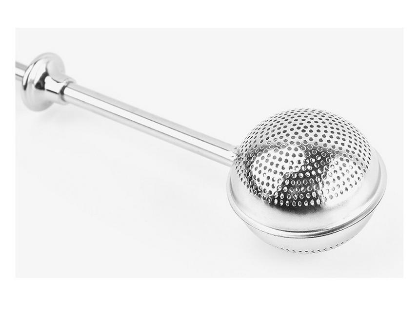 Stainless Steel Tea Ball Press Handle Infuser & Retractable Strainer