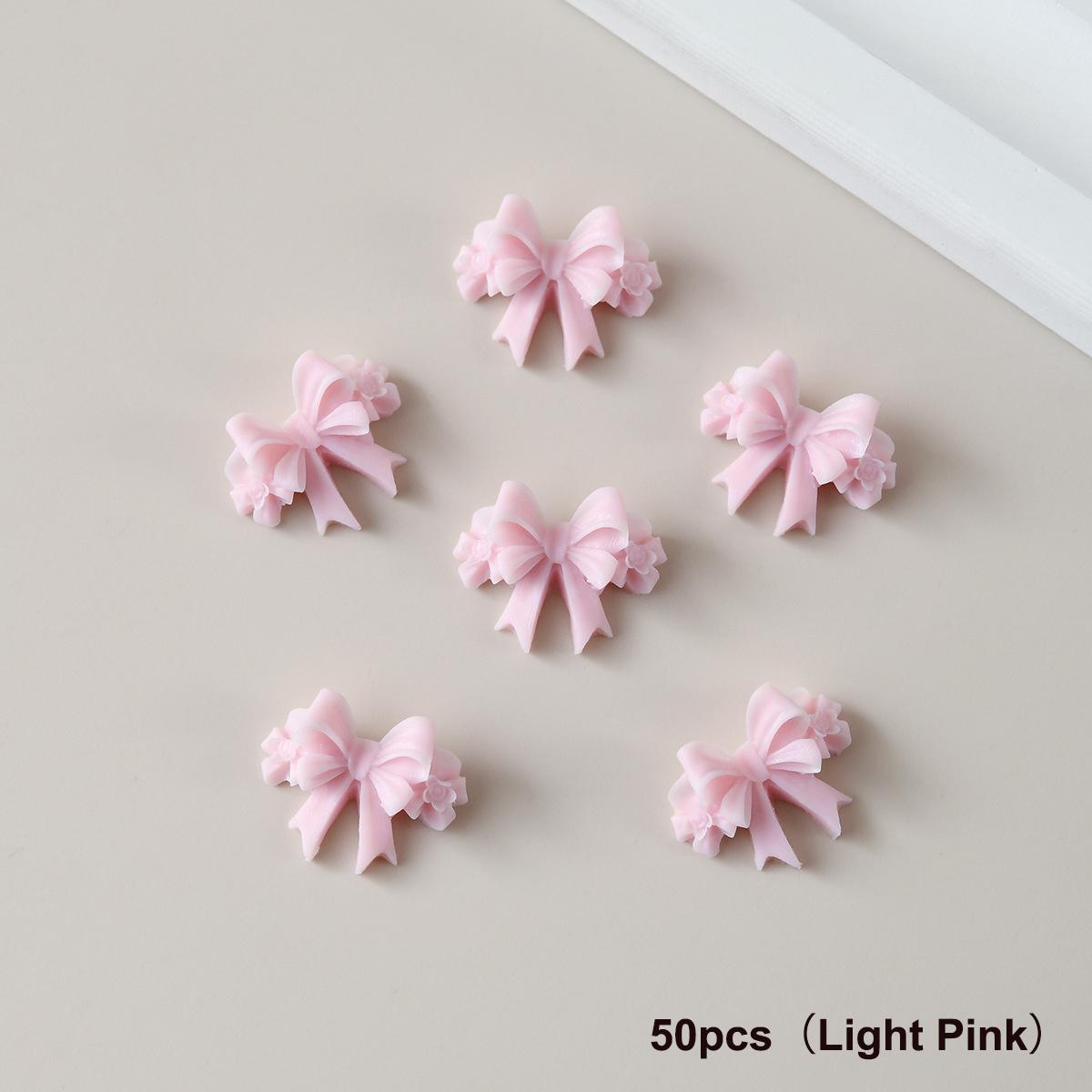 

20/50 шт. Смешанные смоляные двухслойные бантики для нейл-арта, 3D разноцветные бантики, украшения для нейл-арта, детали для DIY маникюра, салонный товар светло-розовый