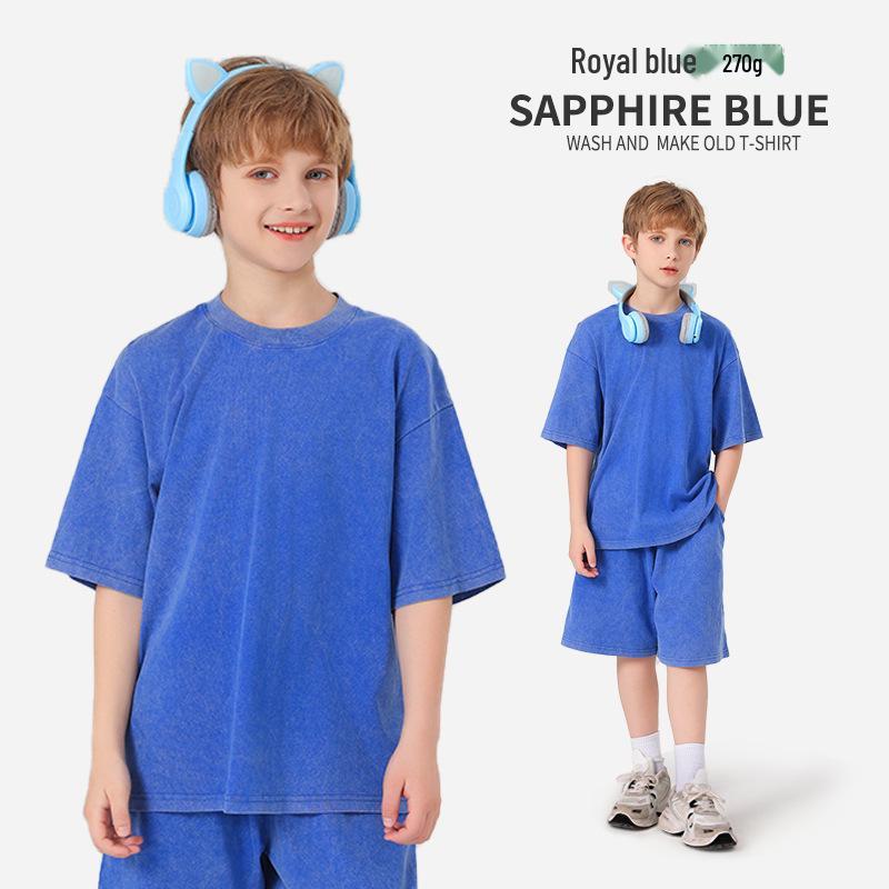 Pure Cotton Retro Short Sleeve Round Neck Loose T-Shirt for Children & Toddlers - Trendy Spring/Summer Kids' Clothing