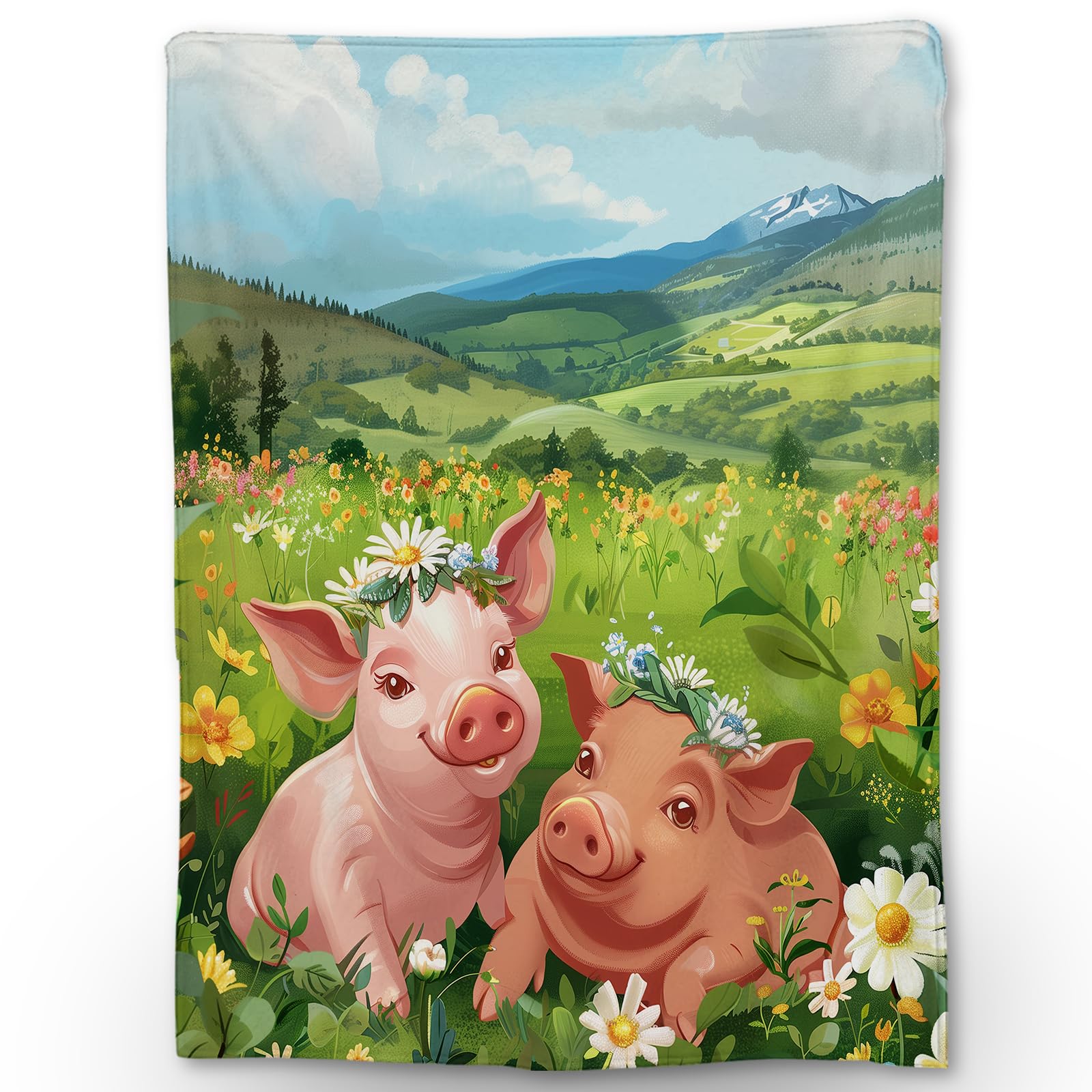 Pig Blanket Soft Cozy Flannel Throw Blanket,Warm Lightweight Cute Cartoon Pig Blanket for Couch, Travel, Bed, Farmhouse Decor 75x90cm