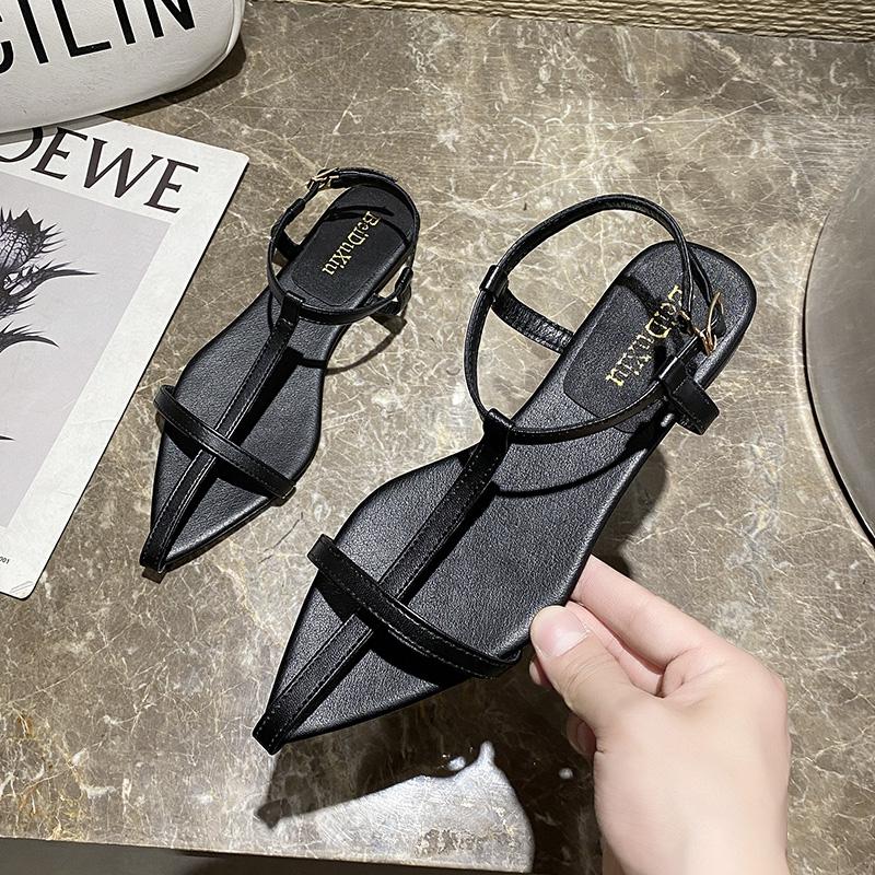 

Модные женские сандалии на плоской подошве 2025 Лето Новый тренд Горячие продажи Женские элегантные платья Туфли для вечеринок Модные сандалии Zapatos De Mujer 40 чёрный