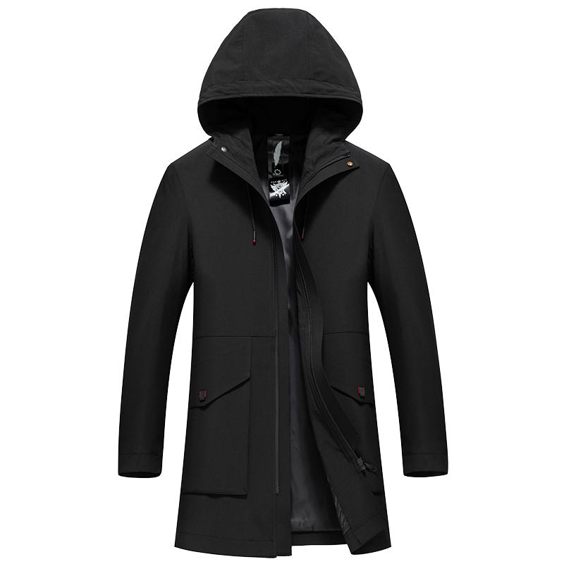 

Men s Mid-Length Hooded Business Casual Trench Coat M