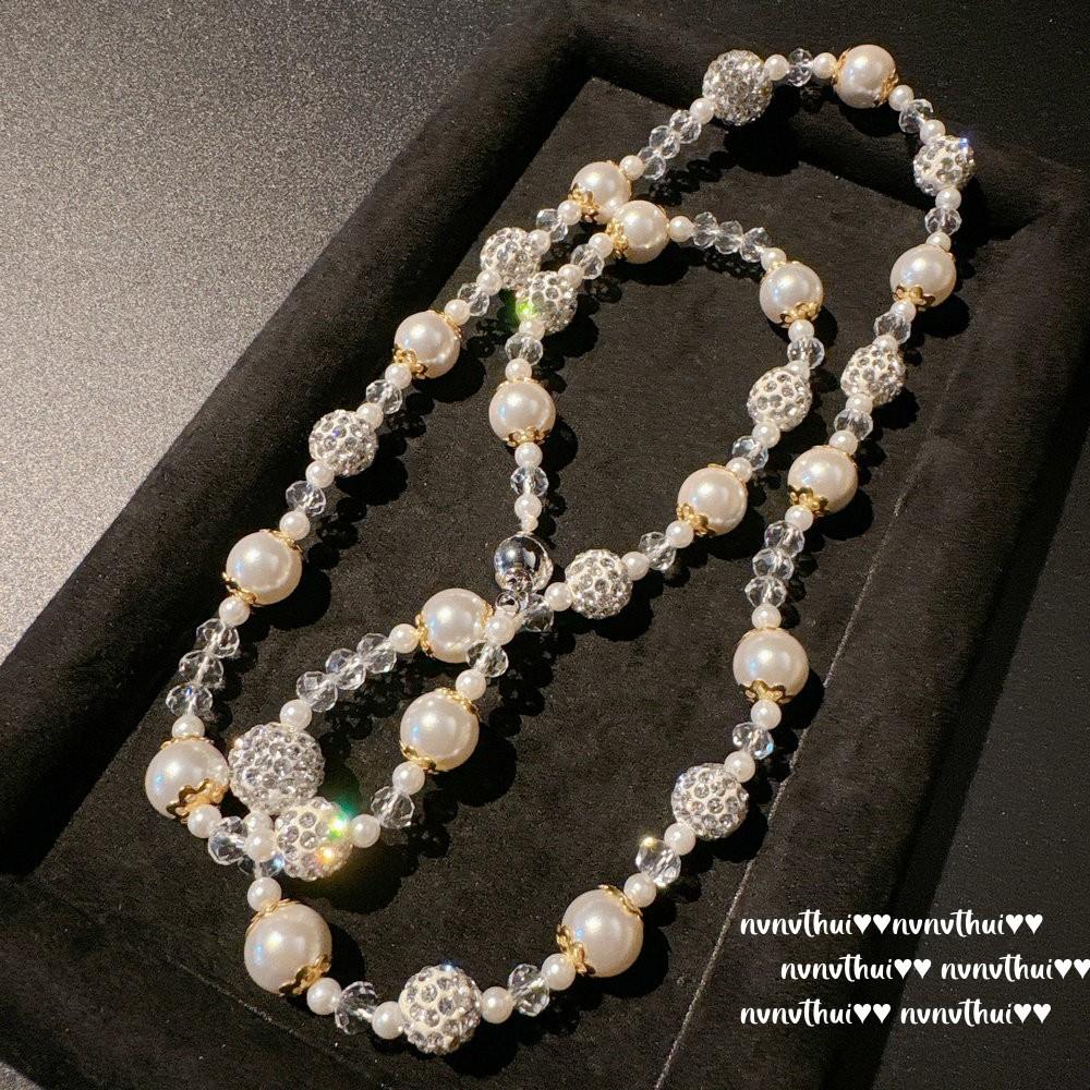 Mermaid Tears, Sunset Water Drop Diamond Ball Crystal Pearl Necklace, Fairy Water Drop Zircon Earrings.