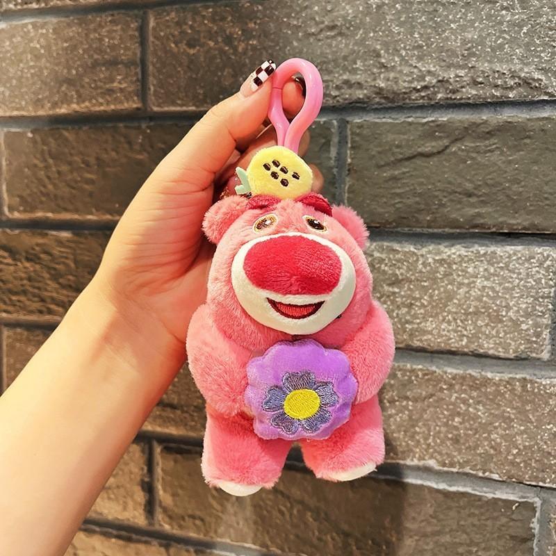 Bear Miniature Lovely Flower Doll Toy Plush Car Keychain Decorative Charm Bag