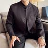 Autumn Winter Chinese Style Blazer Men Fashion Stand Collar  Slim Fit Suit Jacket