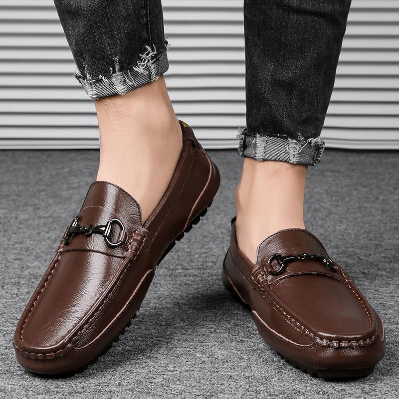 Fashion Spring Autumn Men's Soft Sole Loafers Classic Male Casual Leather Shoes Handmade Male Moccasins Top Quality Male Driving Footwea