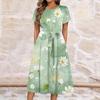 Women's Summer  Casual Floral Print  Round Neck Midi Dress Basic Classic Outdoor Everyday Short Sleeve Loose Dress