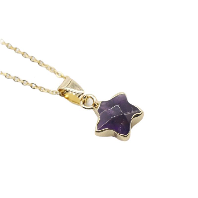 Fashion Gold Plated Stones Star Pendant Necklace Cute New Creativity Stone Charms Necklace Jewelry for Women Gift
