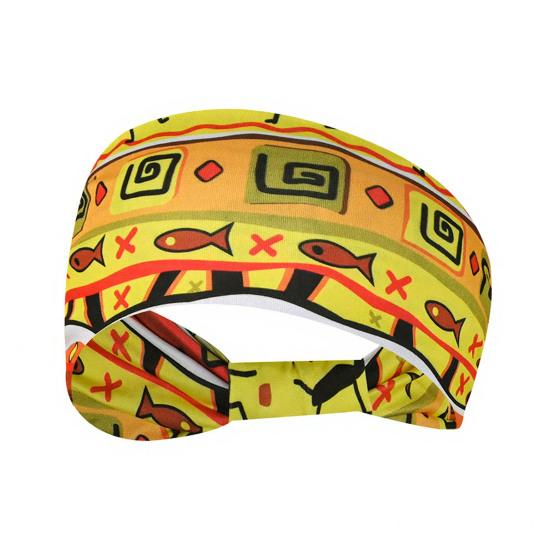 Women Wide Boho Print Headband Yoga Workout Knotted Stretch Sports Hairband Vintage Ethnic African Head Wrap