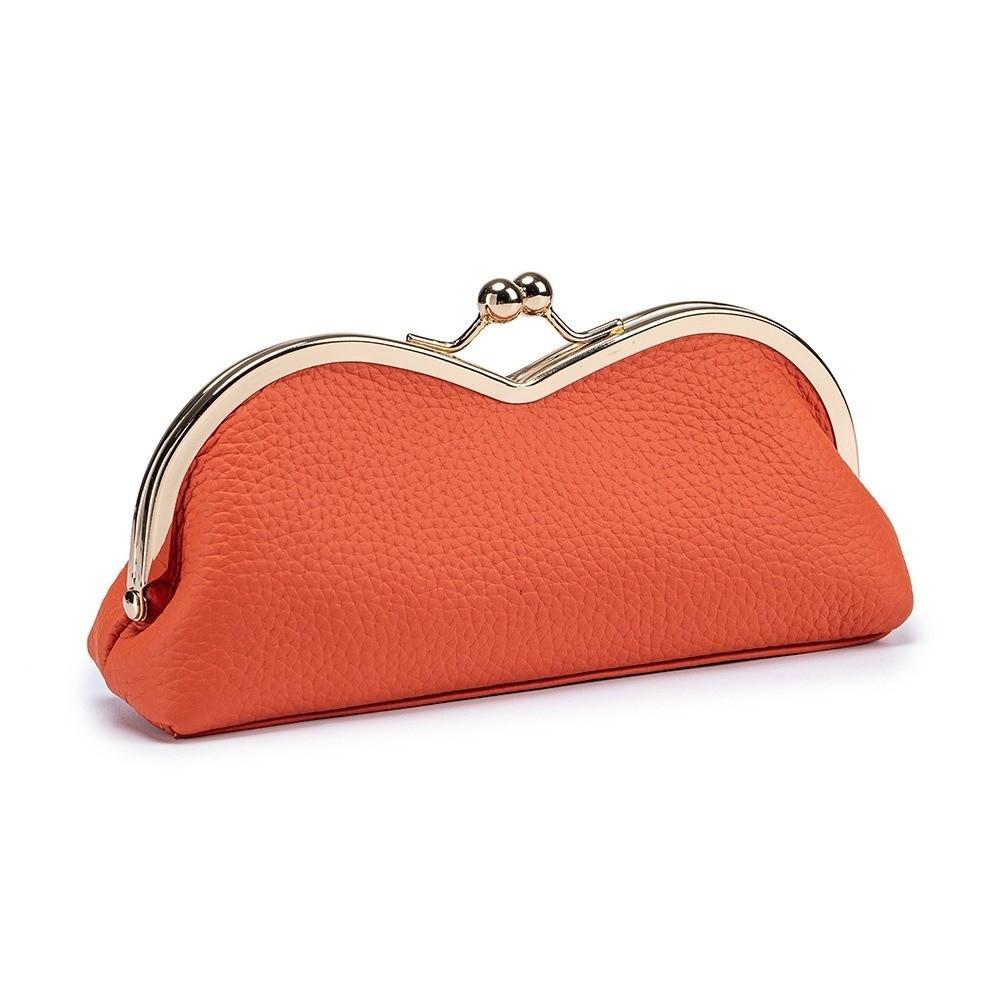 Elegant Leather Glasses Case Compact Portable Sunglasses Storage Bag Protective Soft Leather Kiss Buckle Case